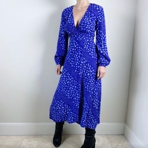 H&M blue long sleeve maxi dress
